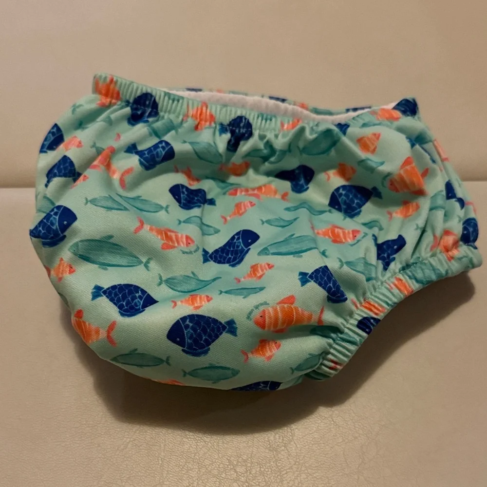Green Sprouts Mint Fish Pattern Swim Diaper 12m